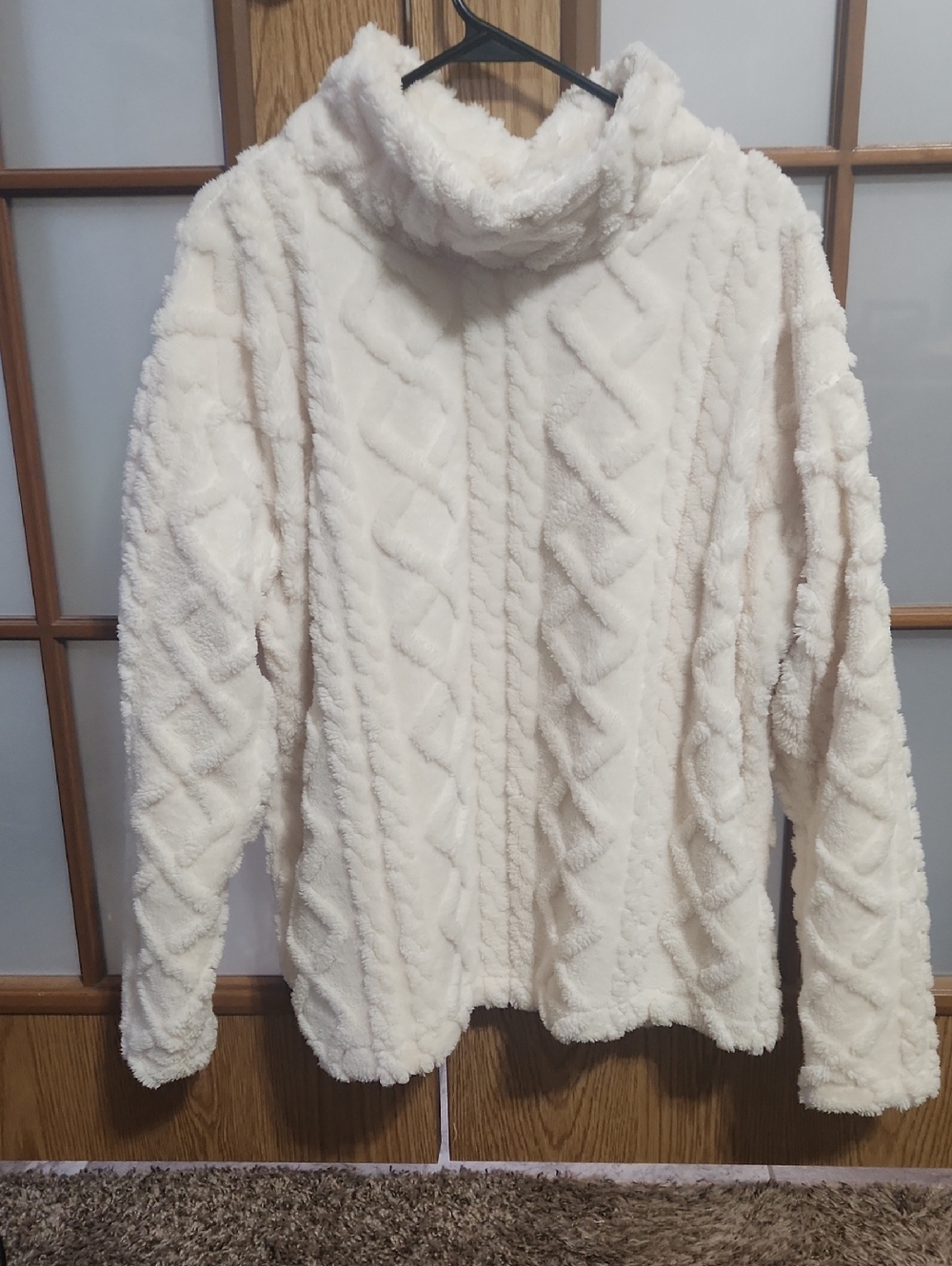 Eddie Bauer Womens Ultrasoft Cable Fleece Pullover Ivory Size XL